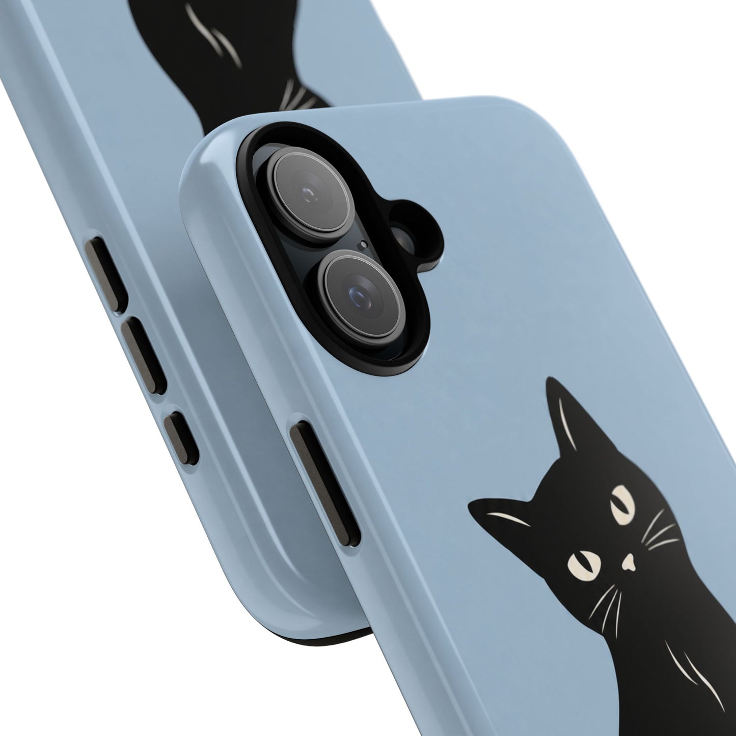 Minimalist Powder Blue & Black Cat Phone Case