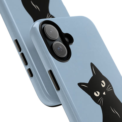Minimalist Powder Blue & Black Cat Phone Case