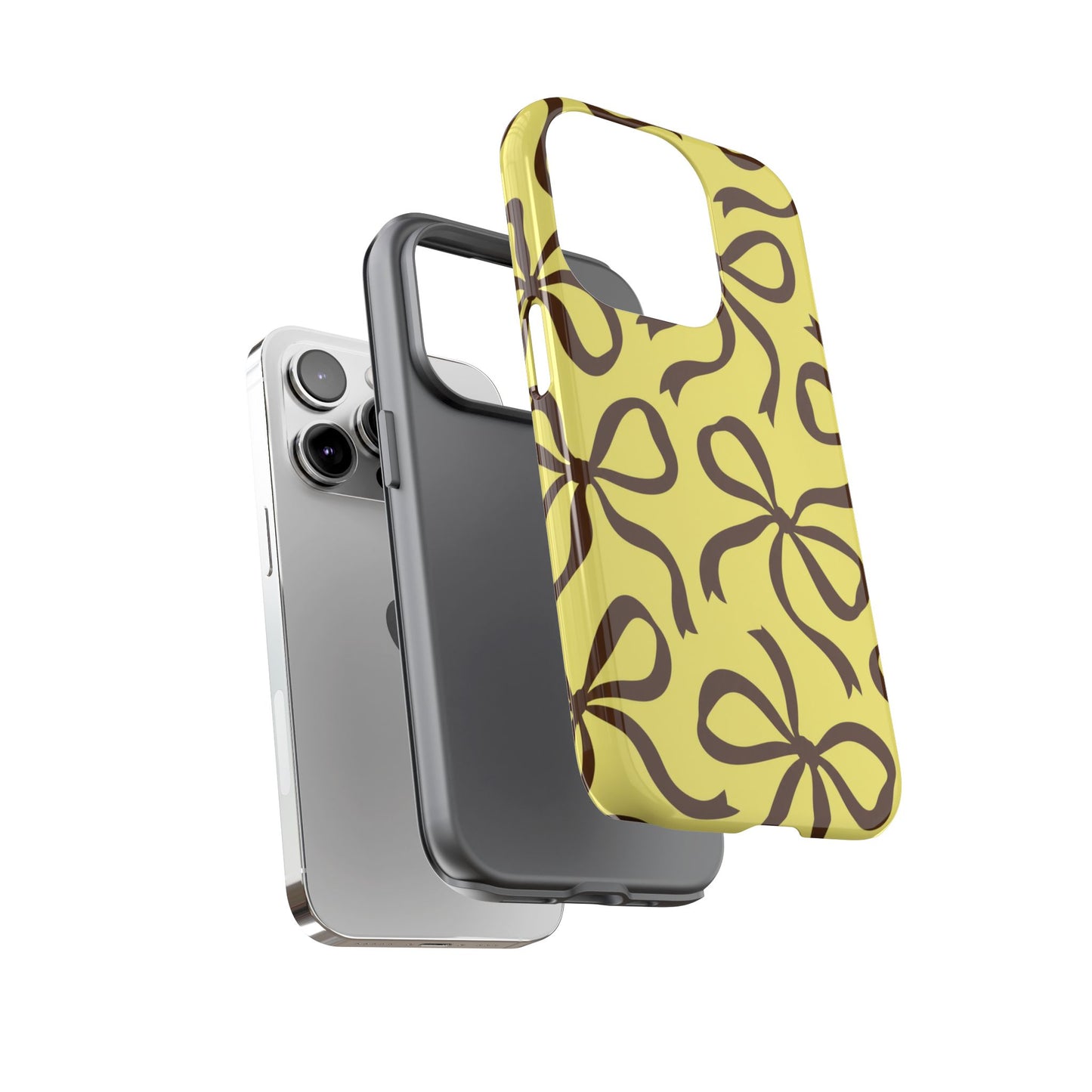Bold Butter Yellow and Chocolate Brown Bow Pattern Phone Case