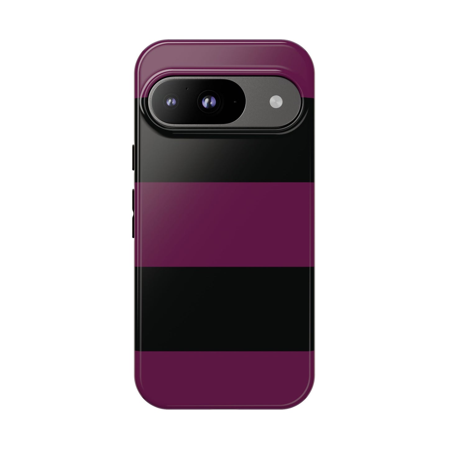Google Pixel 9 / Glossy Phone Case - Purple & Black Horizontal Stripe Pattern Phone Case