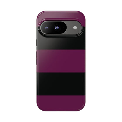 Google Pixel 9 / Glossy Phone Case - Purple & Black Horizontal Stripe Pattern Phone Case