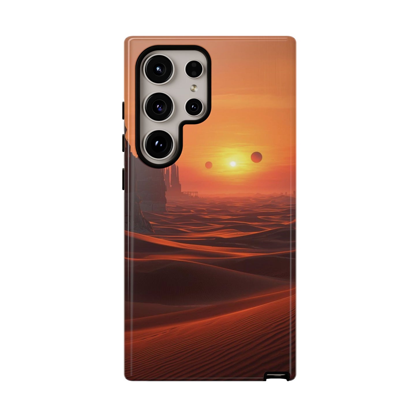 Twin Suns Desert World Sci-fi Phone Case - Orange Phone Case - Samsung Galaxy S24 Ultra / Glossy