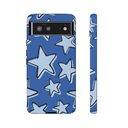 Cobalt Blue Doodle Star Phone Case