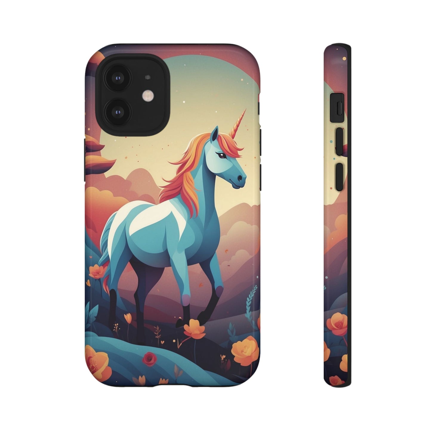 iPhone 12 Mini / Glossy Phone Case - Stylised Unicorn Design Phone Case