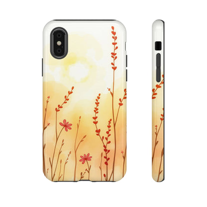 iPhone XS / Glossy Phone Case - Boho Chic Watercolour Wildflower Dusk Pattern Phone Case