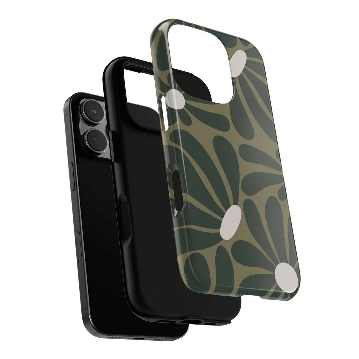 Retro Olive Green Daisy Pattern Phone Case - Green Phone Case