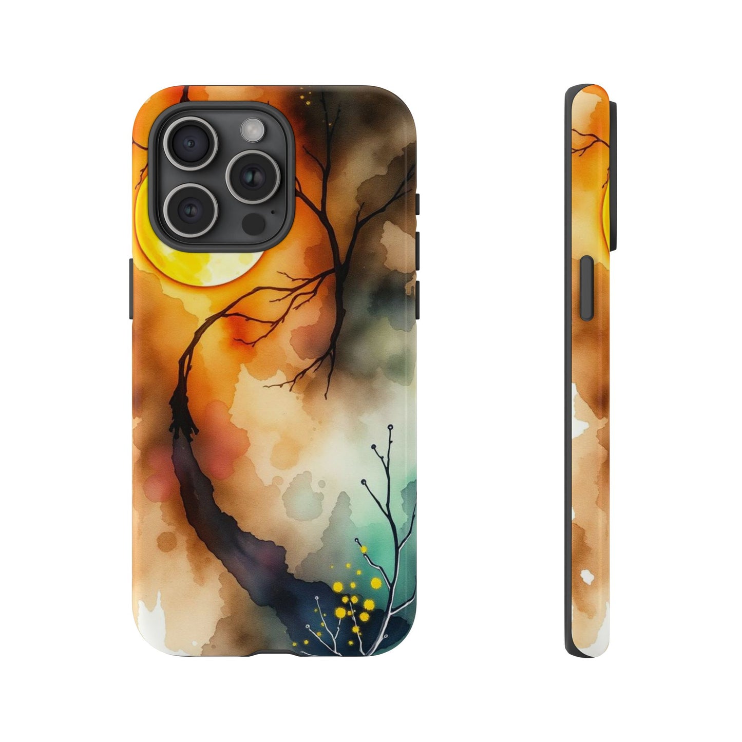 iPhone 15 Pro Max / Glossy Phone Case - Abstract Watercolour Gothic Scene Phone Case