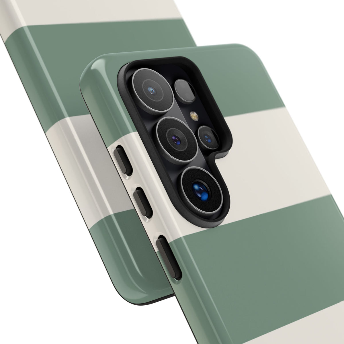 Green & White Horizontal Stripe Pattern Phone Case - Green Phone Case