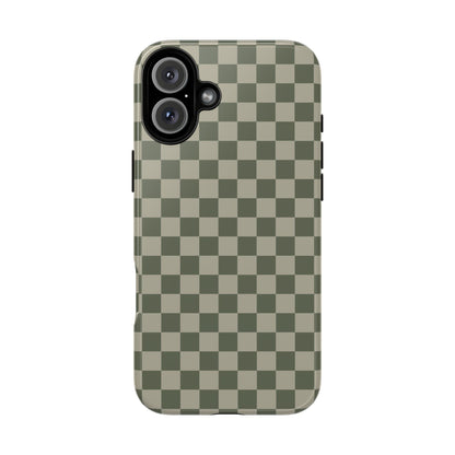 Bold Olive Green Checked Pattern Phone Case - Green Phone Case - iPhone 16 Plus / Glossy