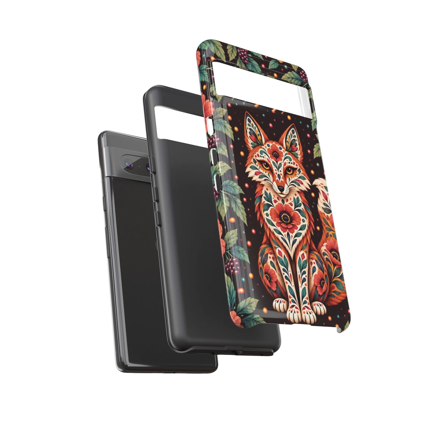 Vibrant Terracotta and Teal Calavera Fox Phone Case - Multicolor Phone Case