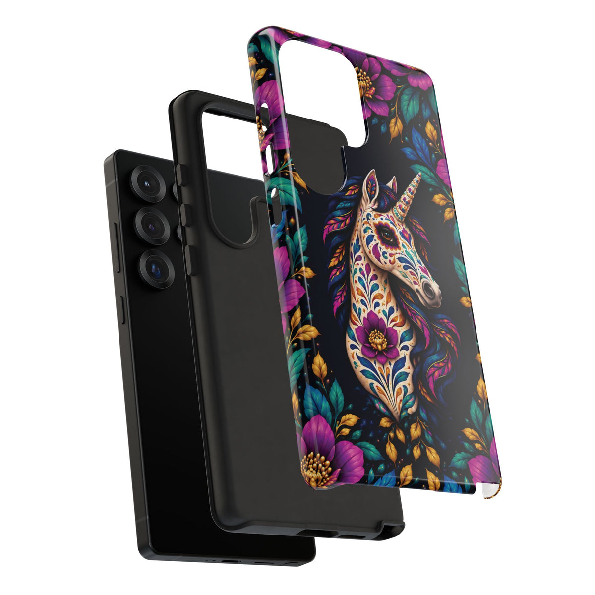 Elegant Purple and Teal Calavera Unicorn Phone Case - Phone Case
