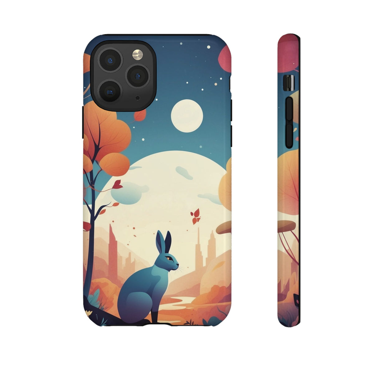 Stylised Blue Hare Design Phone Case - Multicolor Phone Case - iPhone 11 Pro / Glossy
