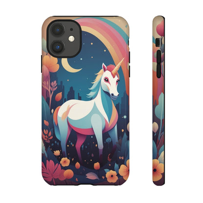 iPhone 11 / Glossy Phone Case - Stylised Unicorn & Rainbow Design Phone Case