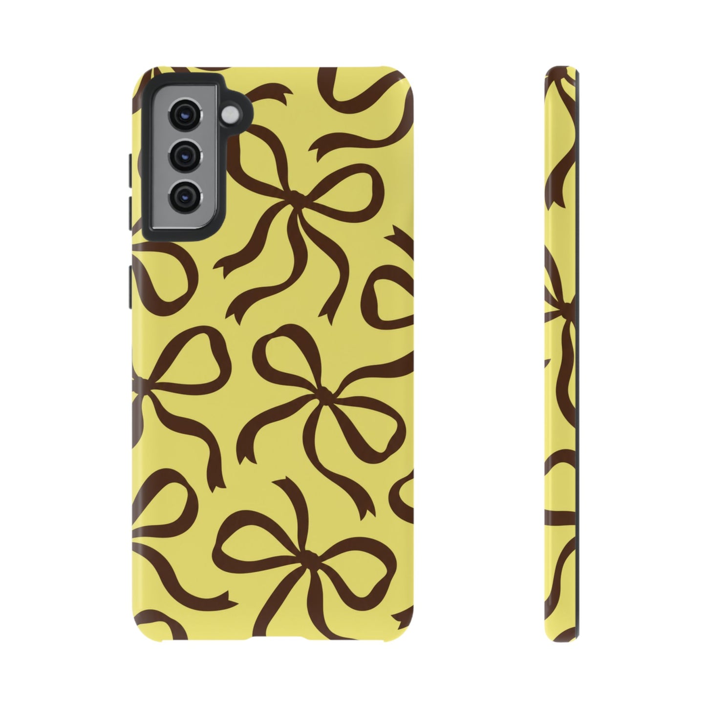 Bold Butter Yellow and Chocolate Brown Bow Pattern Phone Case