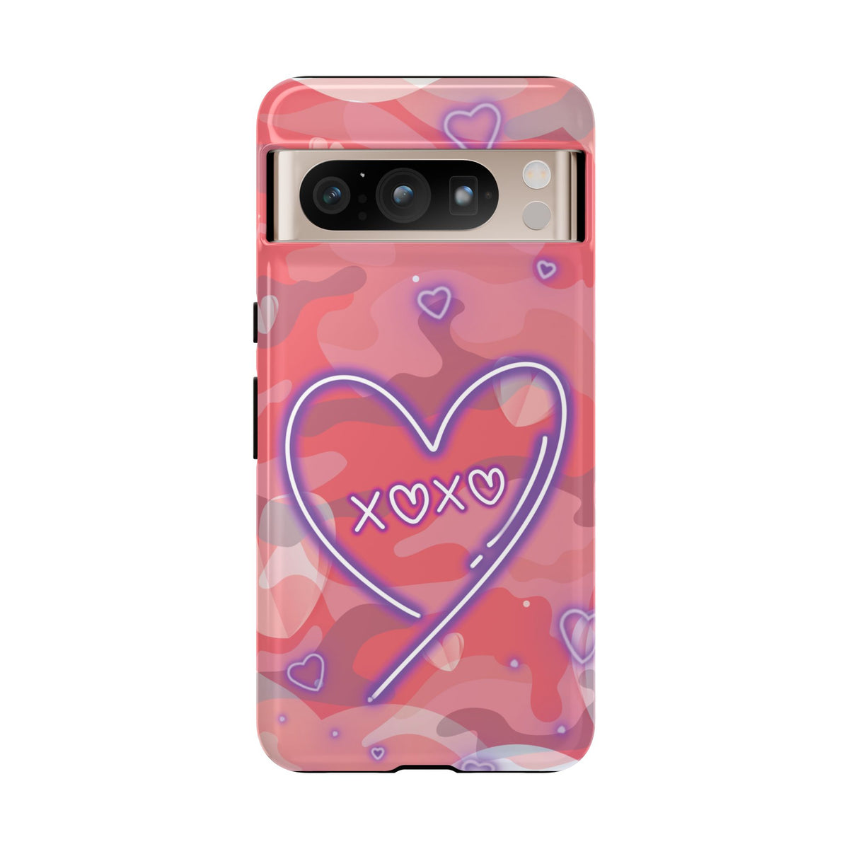 Love Heart Neon Camo Phone Case - Pink Phone Case - Google Pixel 8 Pro / Glossy