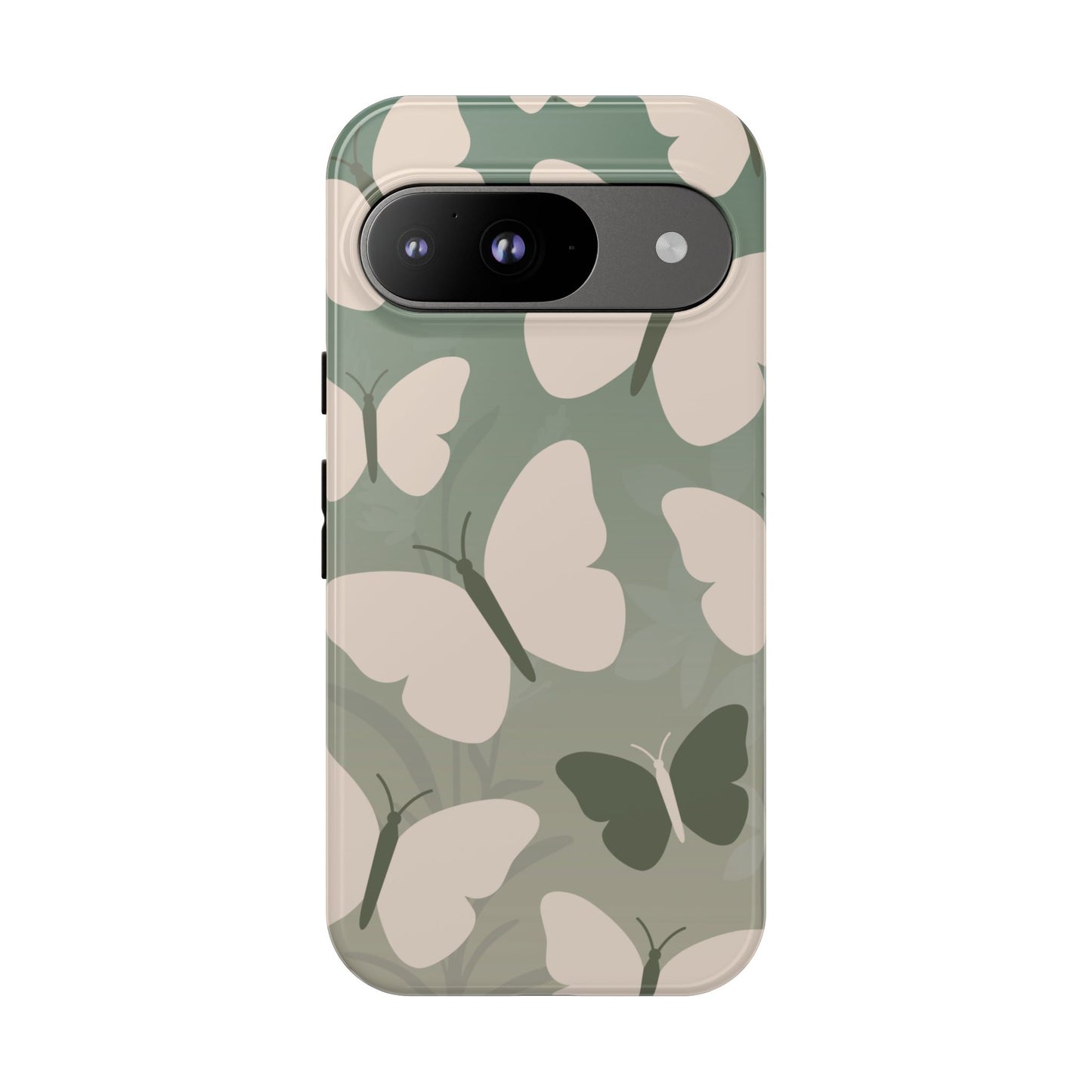 Google Pixel 9 / Glossy Phone Case - Minimalist Light Green Butterfly Pattern Phone Case