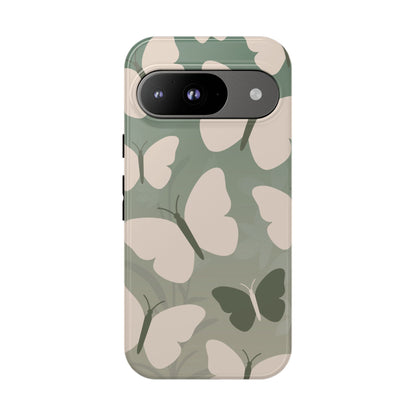 Google Pixel 9 / Glossy Phone Case - Minimalist Light Green Butterfly Pattern Phone Case