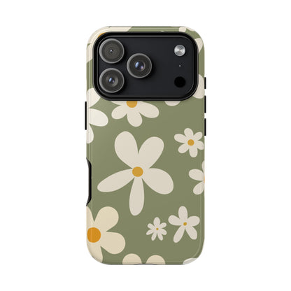 Chic Green Daisy Pattern Phone Case - Green Phone Case - iPhone 18 Pro / Glossy