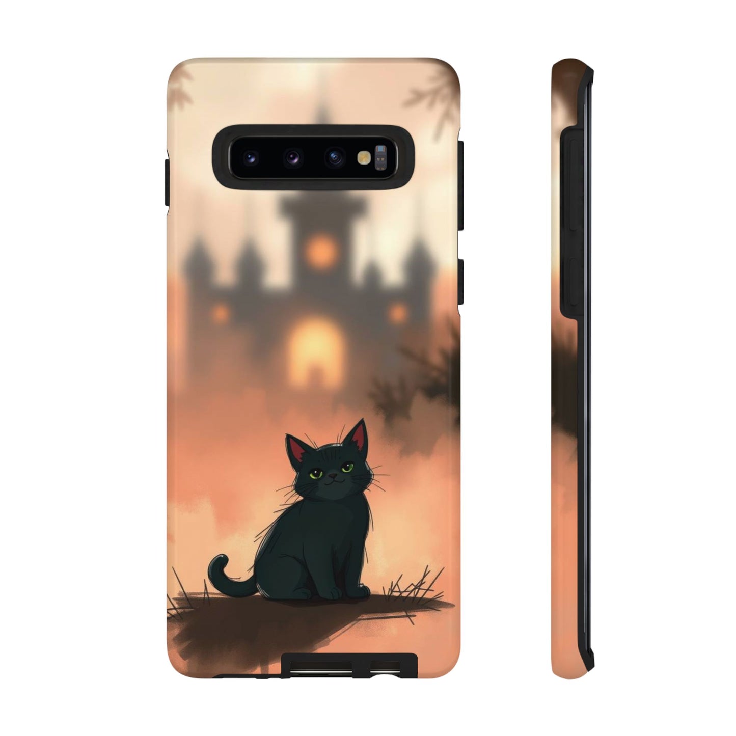 Samsung Galaxy S10 / Glossy Phone Case - Cute Gothic Cat Design Phone Case
