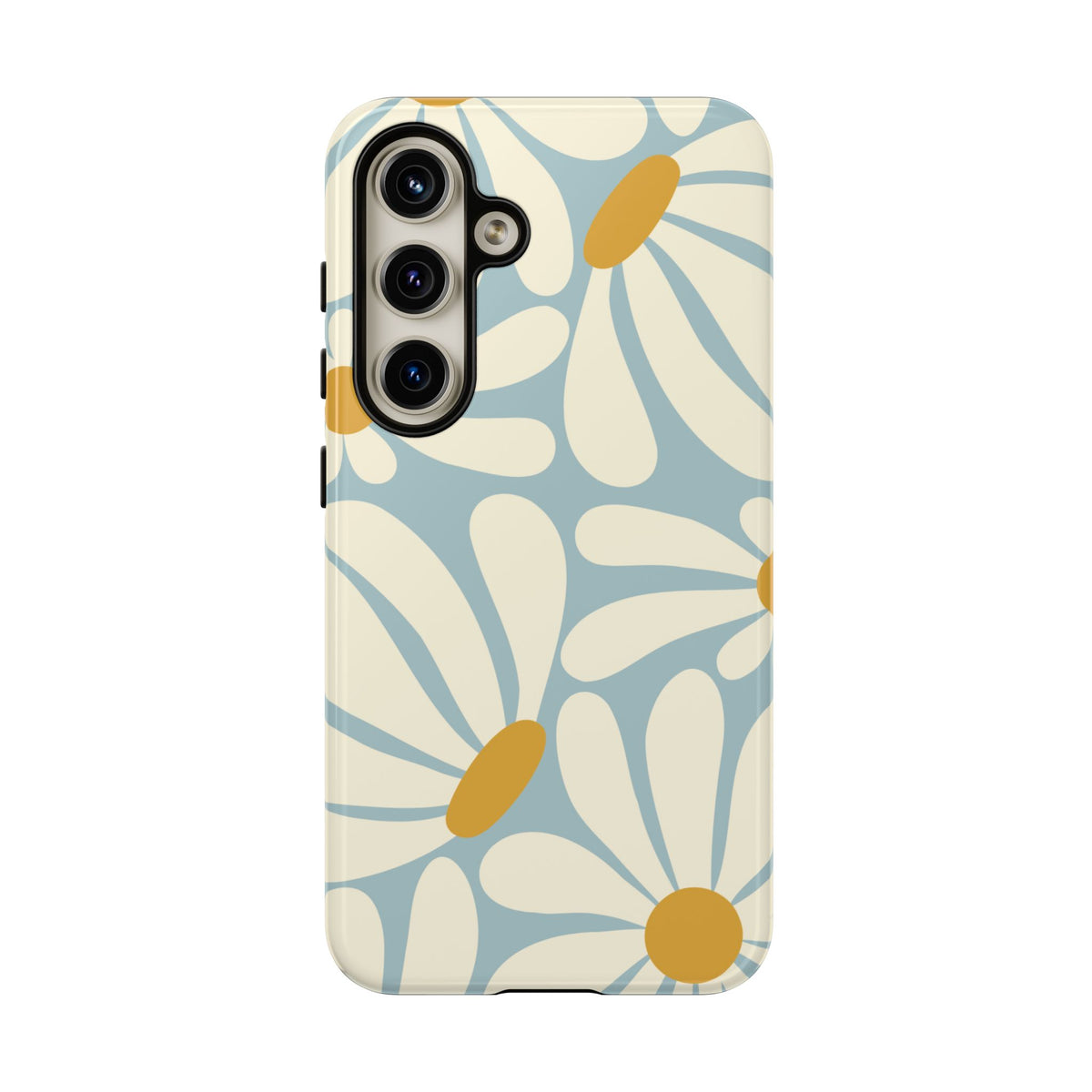 Retro Light Blue Daisy Pattern Phone Case - Blue Phone Case - Samsung Galaxy S24 / Glossy
