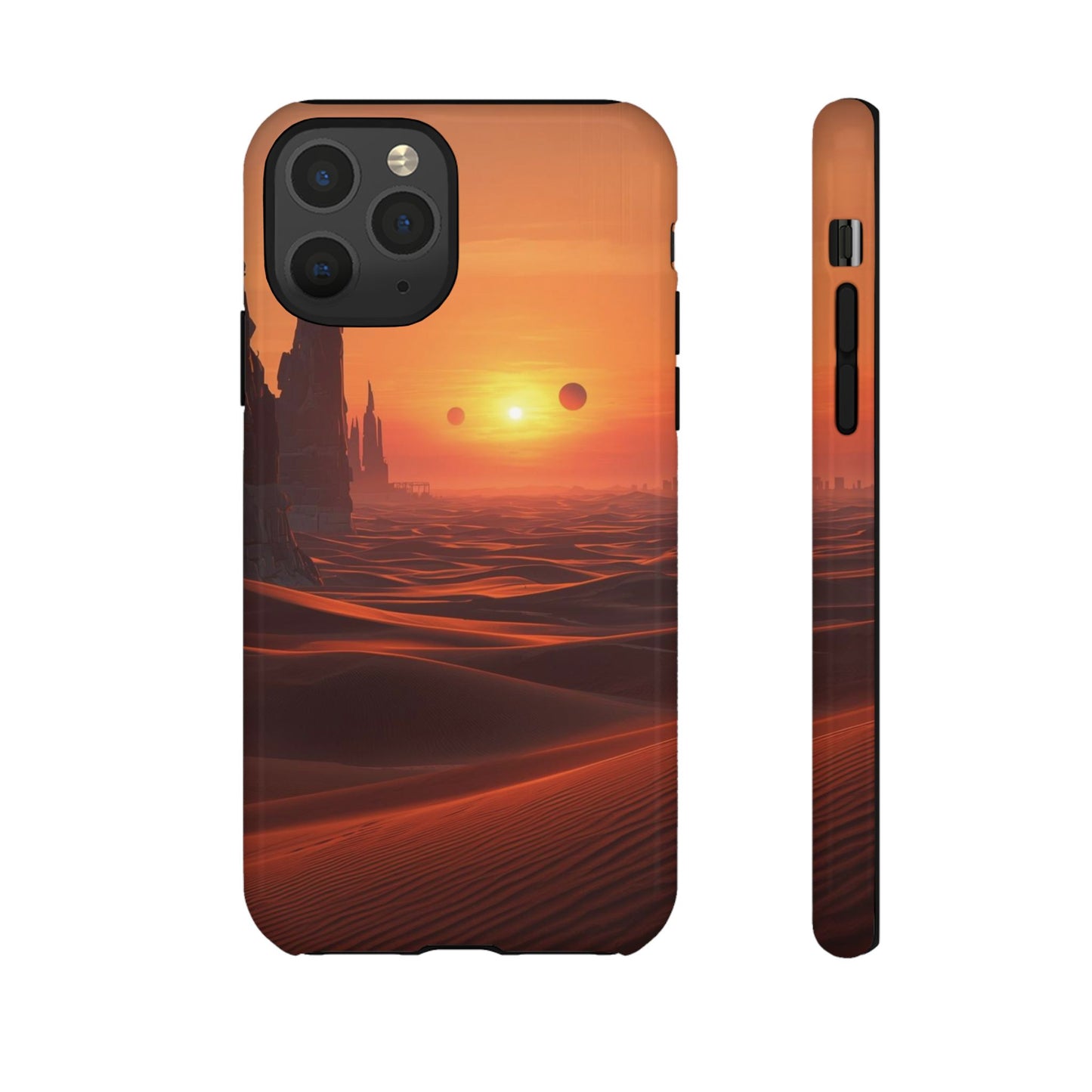 Twin Suns Desert World Sci-fi Phone Case - Orange Phone Case - iPhone 11 Pro / Glossy
