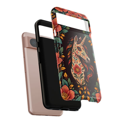 Elegant Terracotta and Teal Calavera Unicorn Phone Case - Phone Case