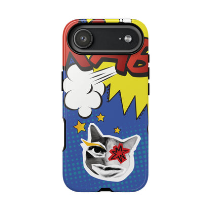 iPhone 17 Air / Glossy Phone Case - Bold Blue Pop Art Cat Phone Case