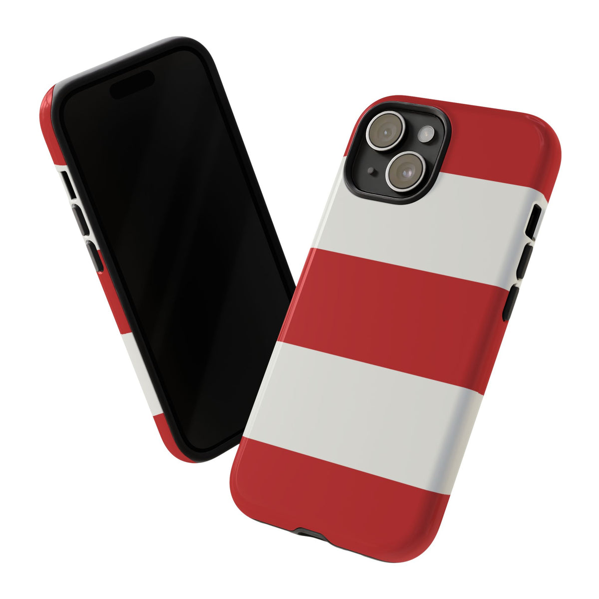 Red & White Horizontal Stripe Pattern Phone Case - Red Phone Case