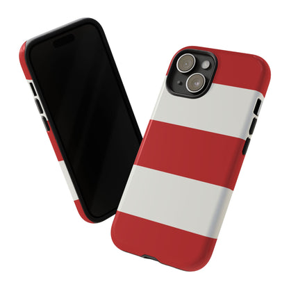 Red & White Horizontal Stripe Pattern Phone Case - Red Phone Case