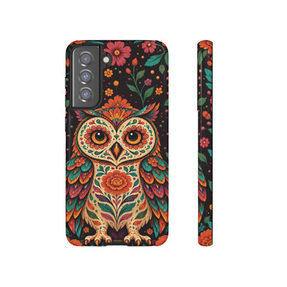 Vibrant Terracotta and Teal Calavera Owl Phone Case - Multicolor Phone Case - Samsung Galaxy S21 FE / Glossy