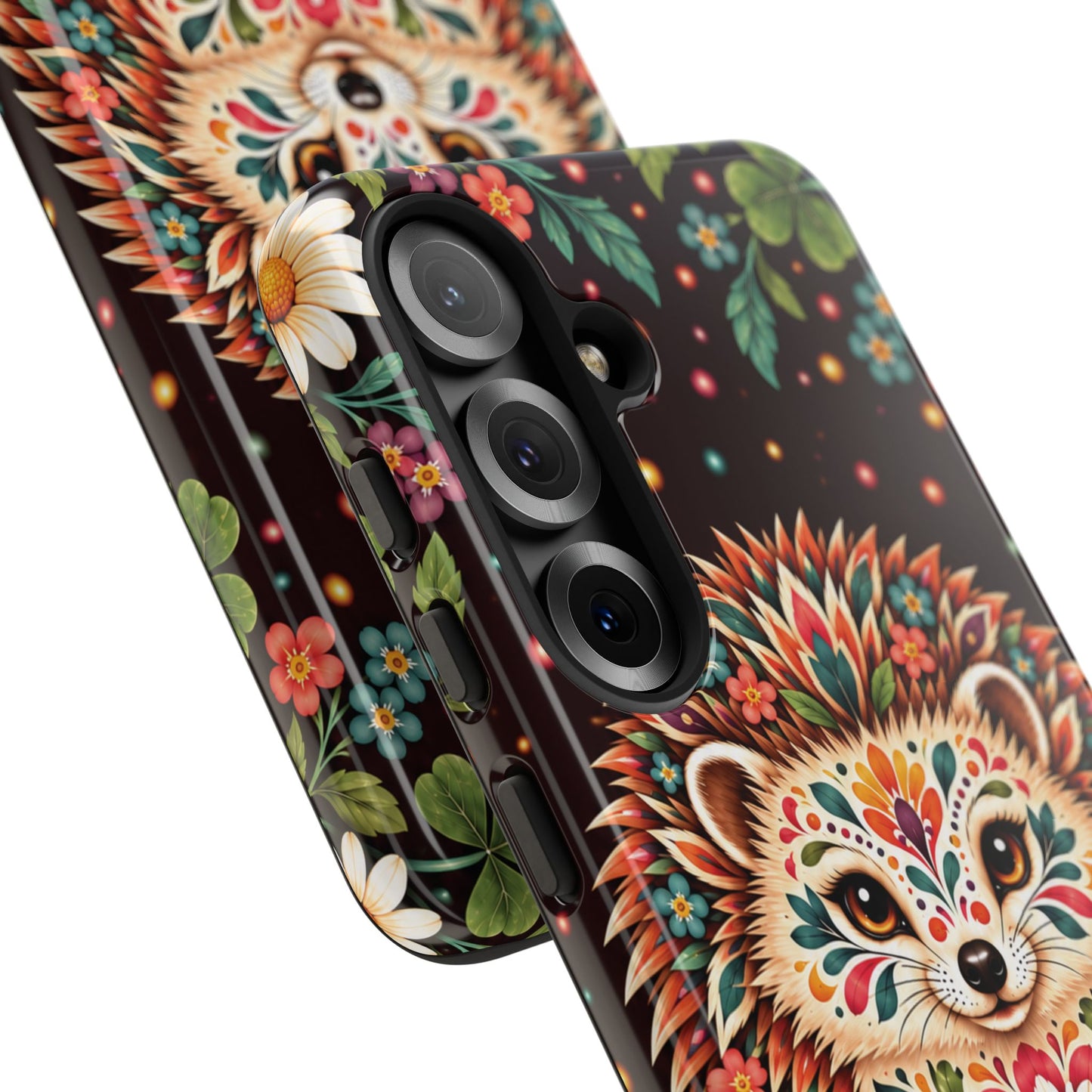 Vibrant Terracotta and Teal Calavera Hedgehog Phone Case - Multicolor Phone Case