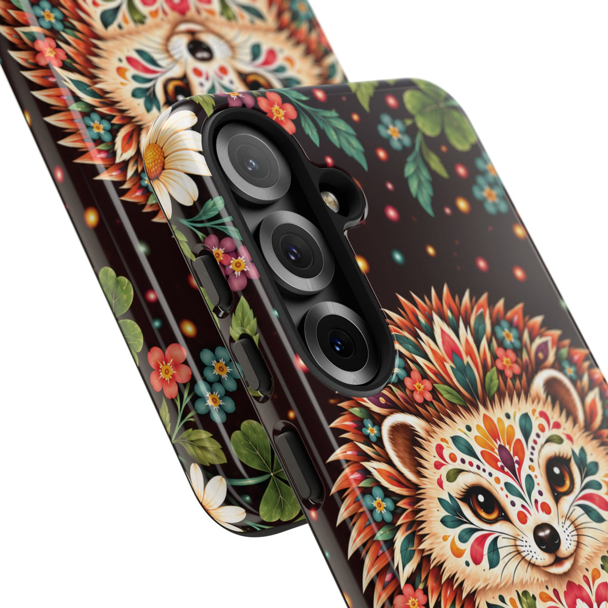 Vibrant Terracotta and Teal Calavera Hedgehog Phone Case - Multicolor Phone Case