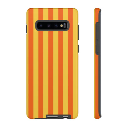 Samsung Galaxy S10 Plus / Glossy Phone Case - Trendy Orange & Yellow Stripe Pattern Phone Case