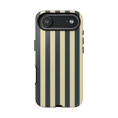 iPhone 17 Air / Glossy Phone Case - ’Green & Beige Stripe Pattern’ Phone Case
