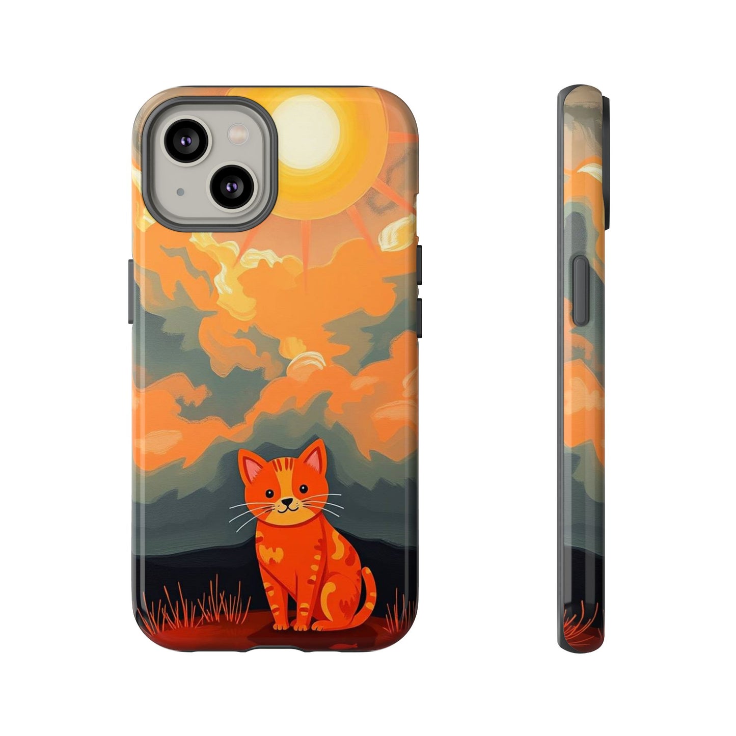 iPhone 14 / Glossy Phone Case - Acrylic Painting Style Cat Design Phone Case