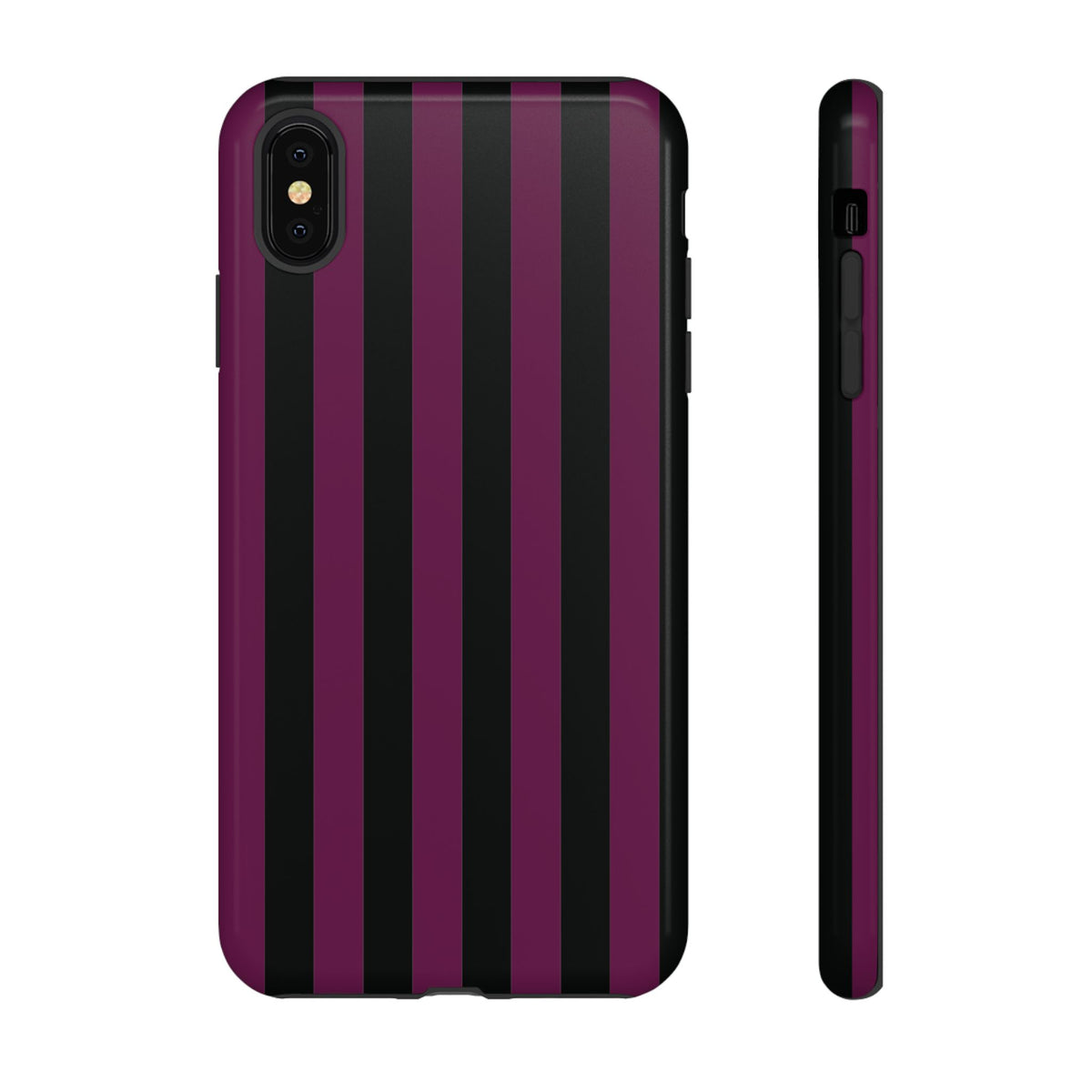 Trendy Plum & Black Stripe Pattern Phone Case - Purple Phone Case - iPhone XS MAX / Glossy