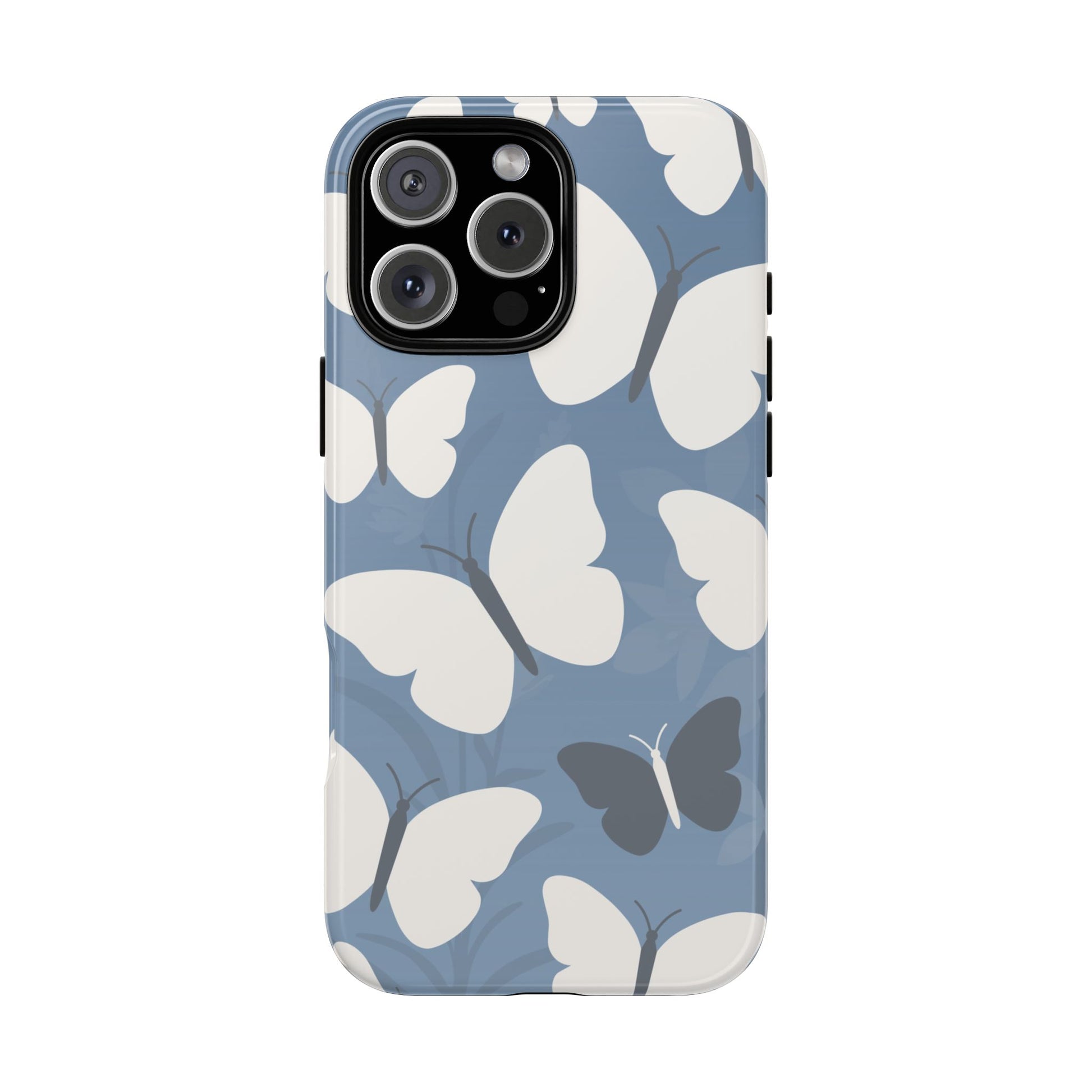 Minimalist Light Blue Butterfly Pattern Phone Case - Blue Phone Case - iPhone 16 Pro Max / Glossy