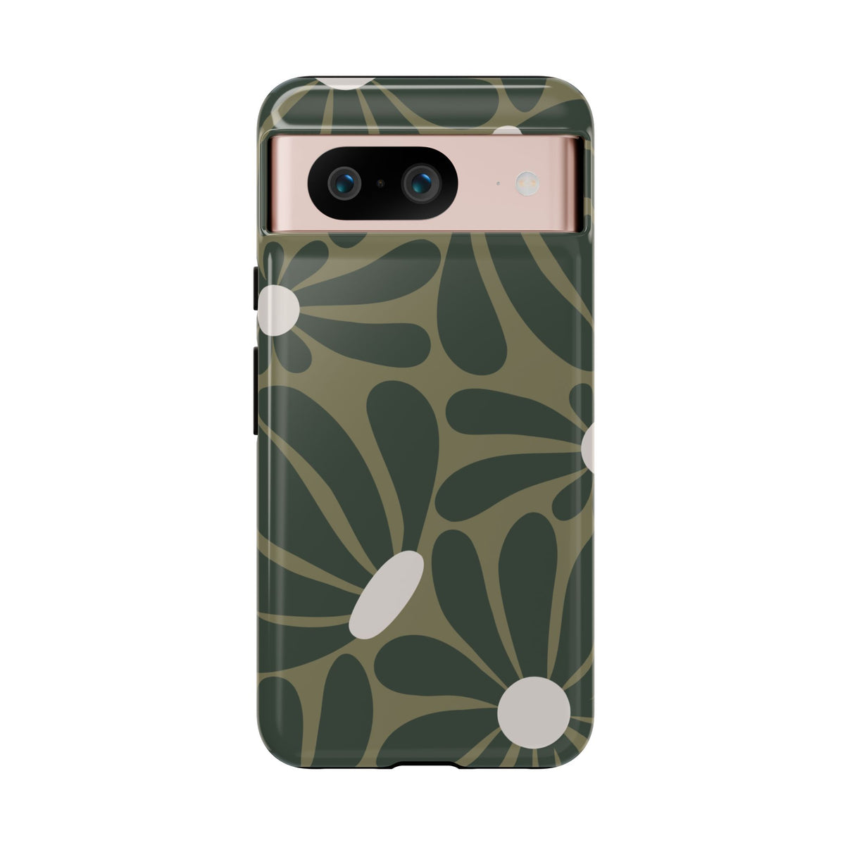 Retro Olive Green Daisy Pattern Phone Case - Green Phone Case - Google Pixel 8 / Glossy