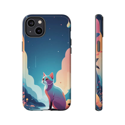 Stylised Cat Design Phone Case - Multicolor Phone Case - iPhone 14 Plus / Glossy