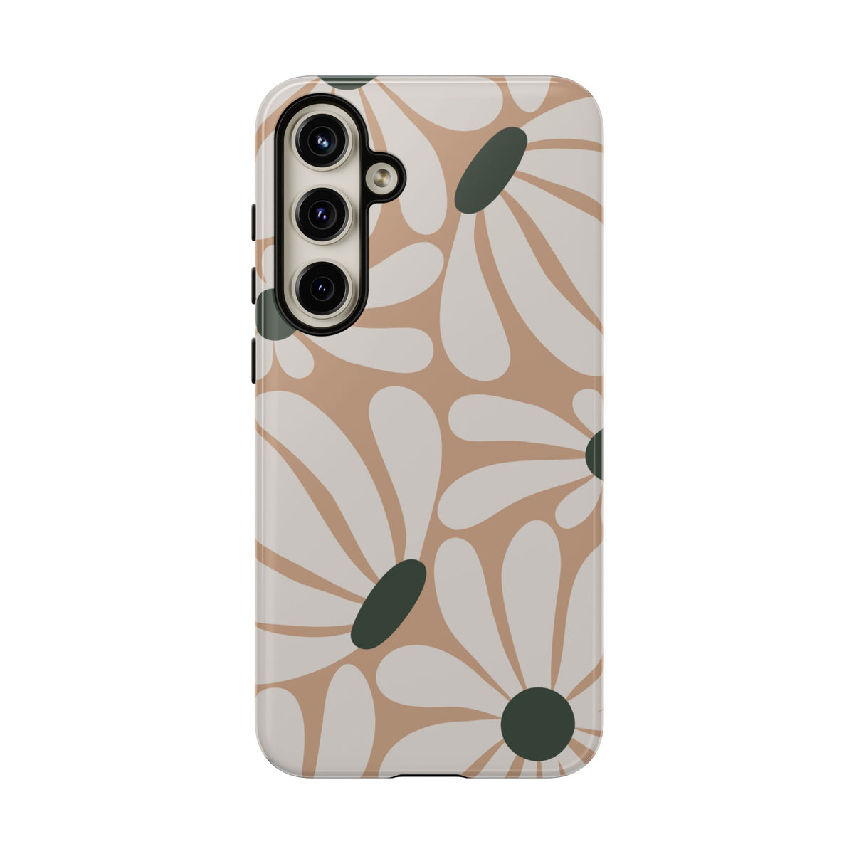 Retro Beige & White Daisy Pattern Phone Case - Beige Phone Case - Samsung Galaxy S24 Plus / Glossy