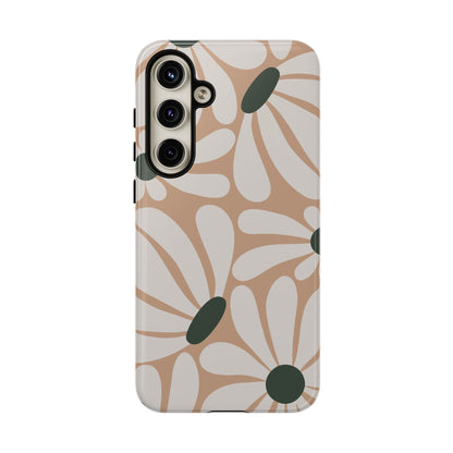 Retro Beige & White Daisy Pattern Phone Case - Beige Phone Case - Samsung Galaxy S24 Plus / Glossy