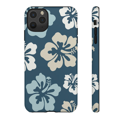 iPhone 11 Pro Max / Glossy Phone Case - ’Blue Hibiscus Retro Pattern #1’ Phone Case