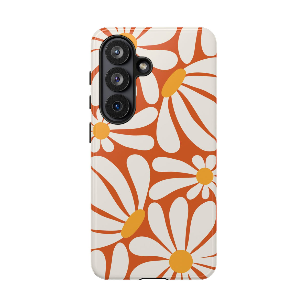 Retro Orange Daisy Pattern Phone Case - Orange Phone Case - Samsung Galaxy S26 / Glossy