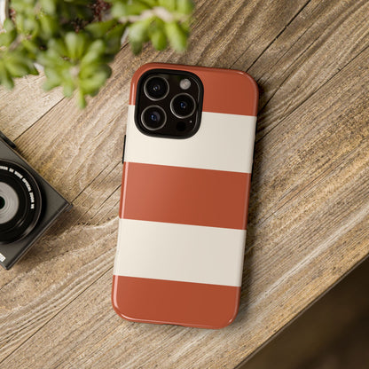 Terracotta Horizontal Stripe Pattern Phone Case - Orange Phone Case