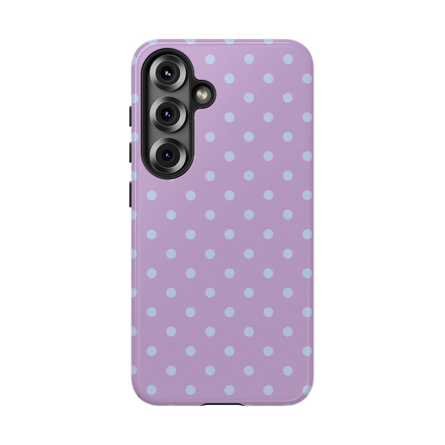 Samsung Galaxy S25 / Glossy Phone Case - Trendy Lilac & Ice Blue Dot Pattern Phone Case