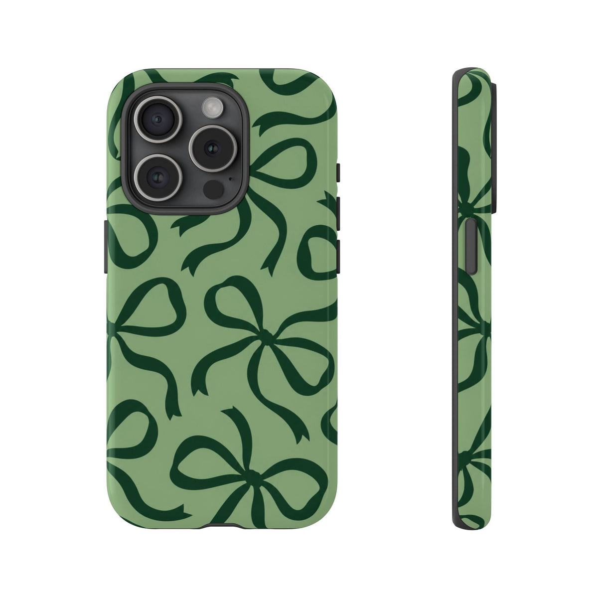 Bold Sage Green and Forest Green Bow Pattern Phone Case