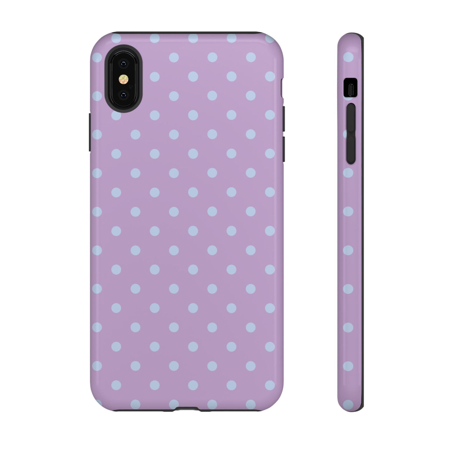 iPhone XS MAX / Glossy Phone Case - Trendy Lilac & Ice Blue Dot Pattern Phone Case