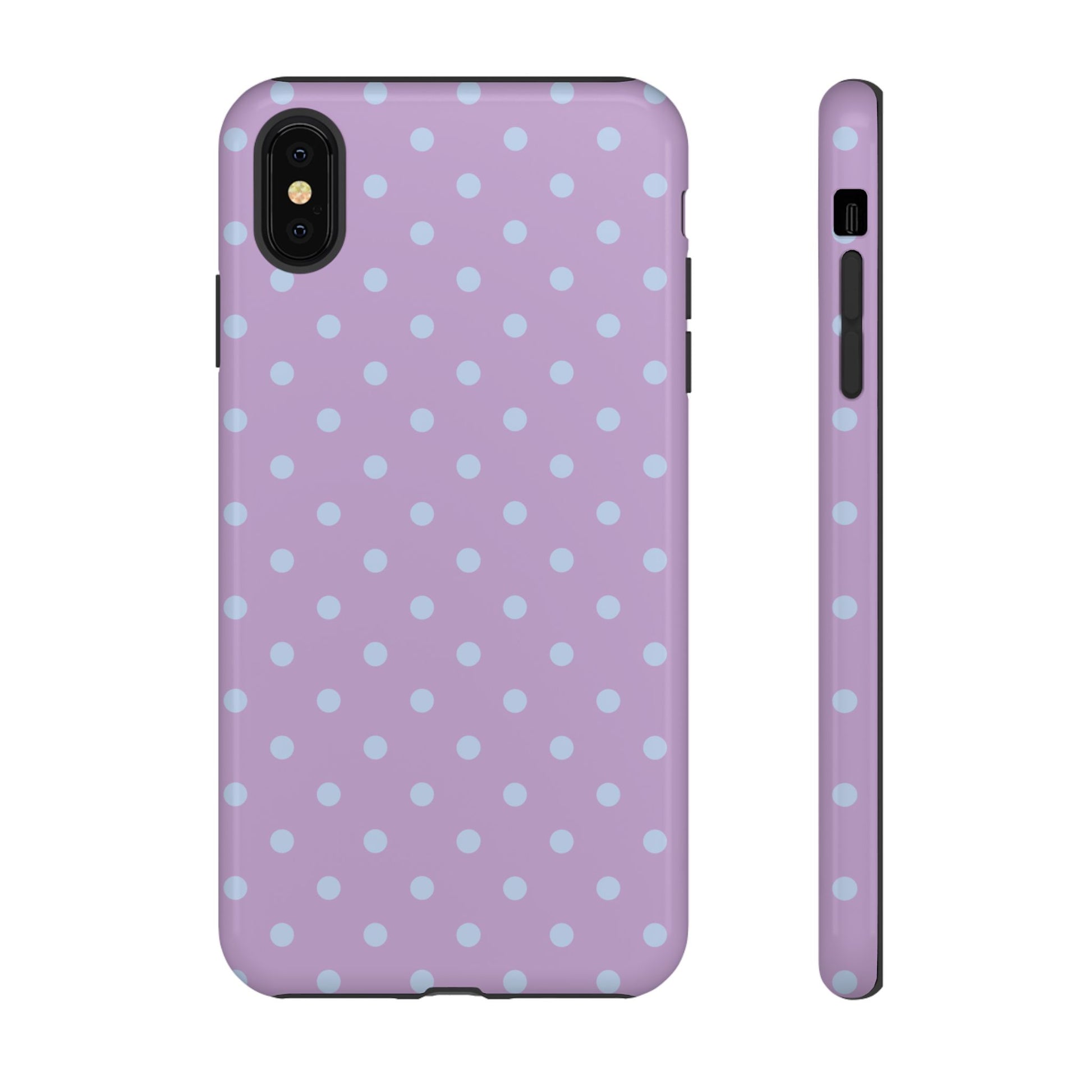 iPhone XS MAX / Glossy Phone Case - Trendy Lilac & Ice Blue Dot Pattern Phone Case