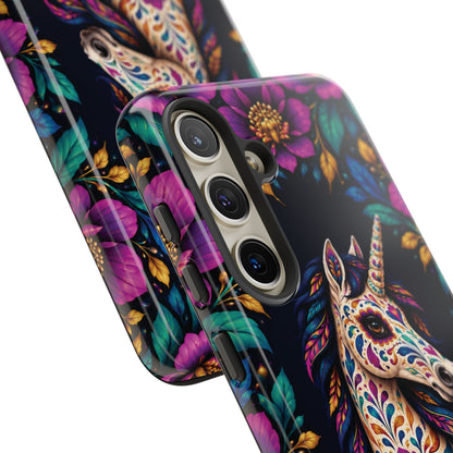 Elegant Purple and Teal Calavera Unicorn Phone Case - Phone Case