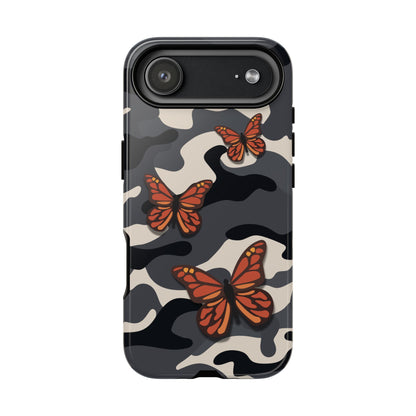 iPhone 17 Air / Glossy Phone Case - Black & Orange Butterfly Camo Phone Case